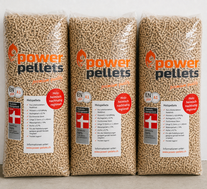 PowerPellets em sacos de 15 kg são ENplus A1 65 Sacos